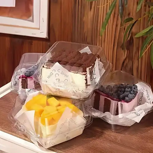 Clear Pvc Bento Cake Box | Clear Square Clamshell Cake Containers β 6-Inch PET Dessert Boxes with Hinged Lids