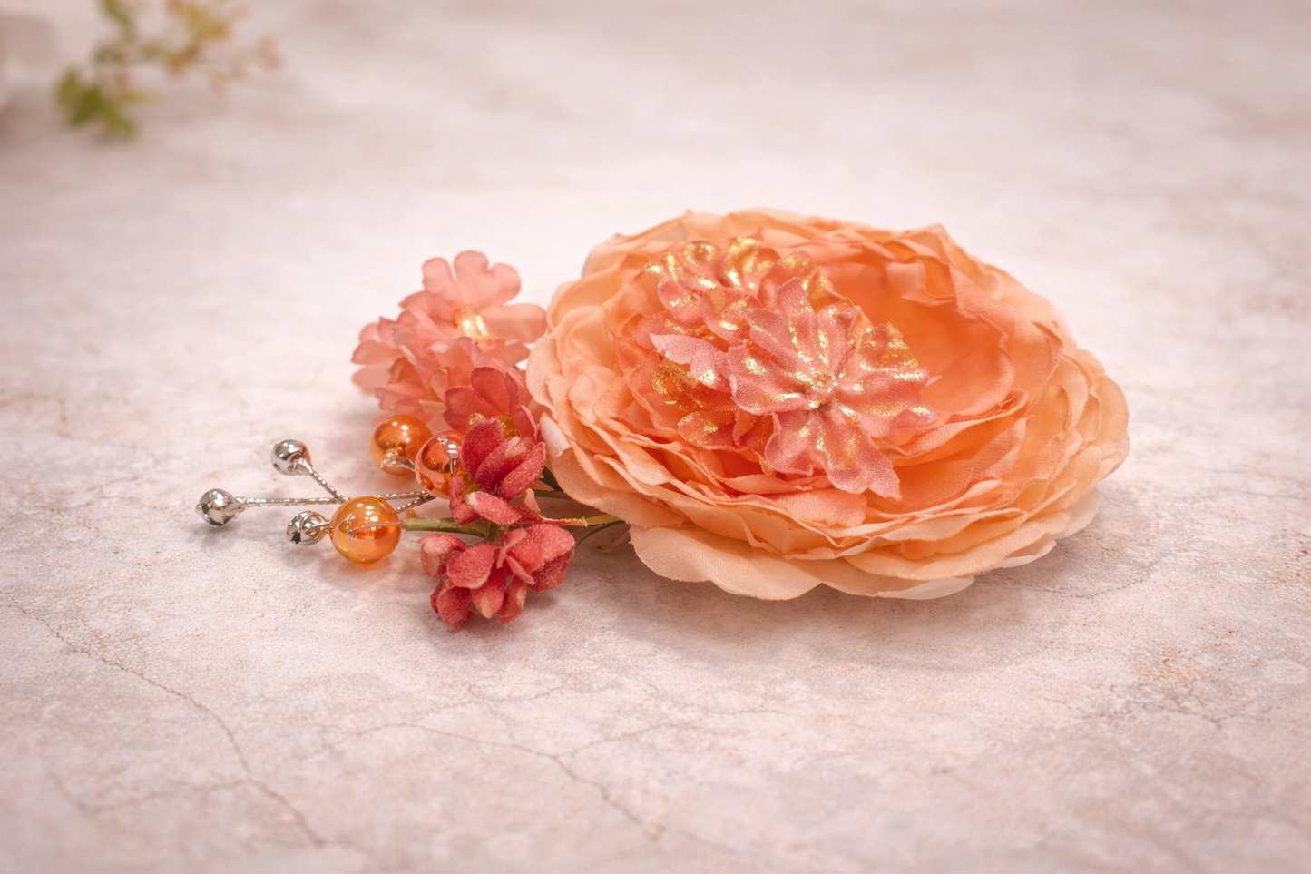 Luxury Artificial Floral Hamper Decoration with Bead Accents