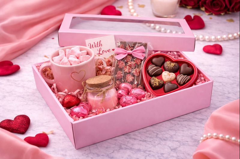 PINK HAMPER BOX WITH TOP WINDOW LID