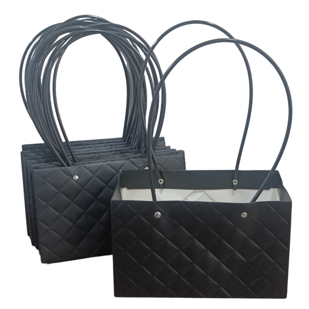 Black Aesthetic Waterproof Flower Gift Bags | Premium Rectangular Gift Bag with Handle