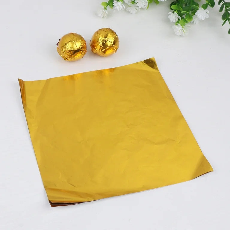 Golden Aluminium Chocolate Wrapper Foil / Chocolate Candy Wrappers Aluminium Foil Paper