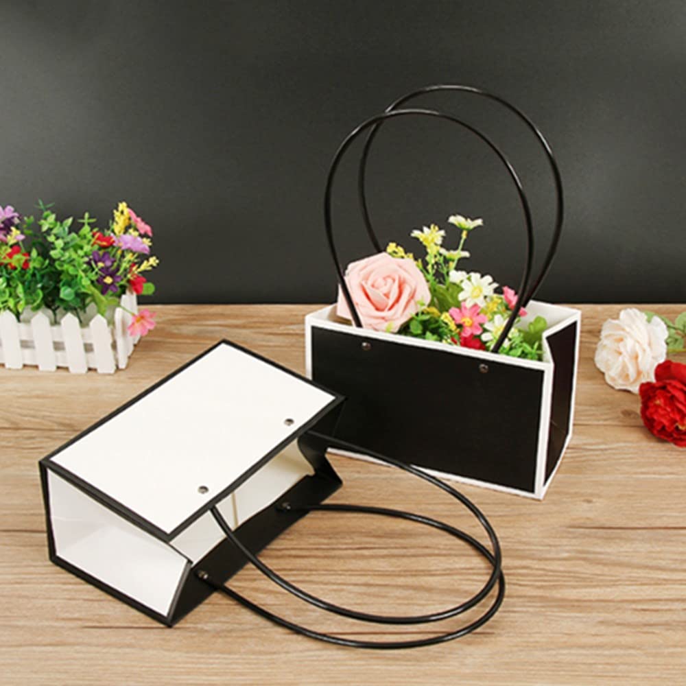 Black Waterproof Flower Gift Bags | Premium Rectangular Gift Bag with Handle for Gifting & Events