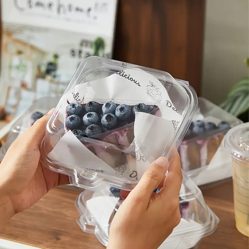 Clear Pvc Bento Cake Box | Clear Square Clamshell Cake Containers β 6-Inch PET Dessert Boxes with Hinged Lids