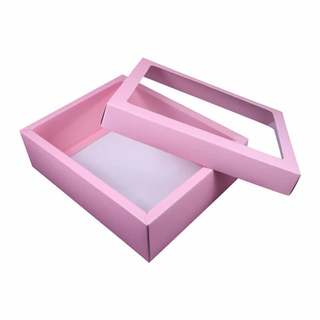 PINK HAMPER BOX WITH TOP WINDOW LID