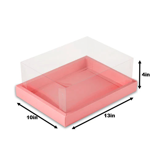 Pink Foldable Window Hamper Gift Box with Transparent Lid – Premium Packaging for Hampers, Desserts & Gift Sets