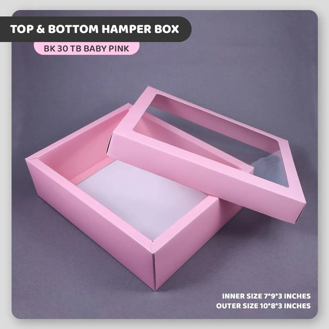 PINK HAMPER BOX WITH TOP WINDOW LID