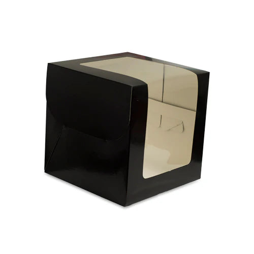 BLACK L WINDOW CAKE BOX | 8X8X8 INCHES 1/2KG CAKE BOX | TALL CAKE BOX