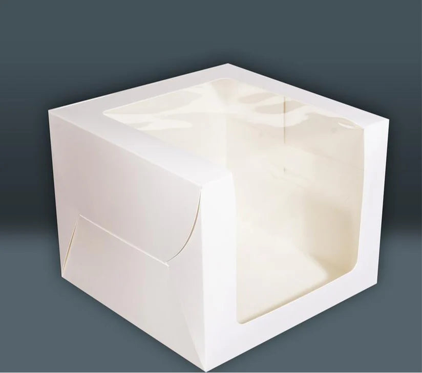 WHITE L WINDOW CAKE BOX | 8X8X8 INCHES 1/2KG CAKE BOX | TALL CAKE BOX