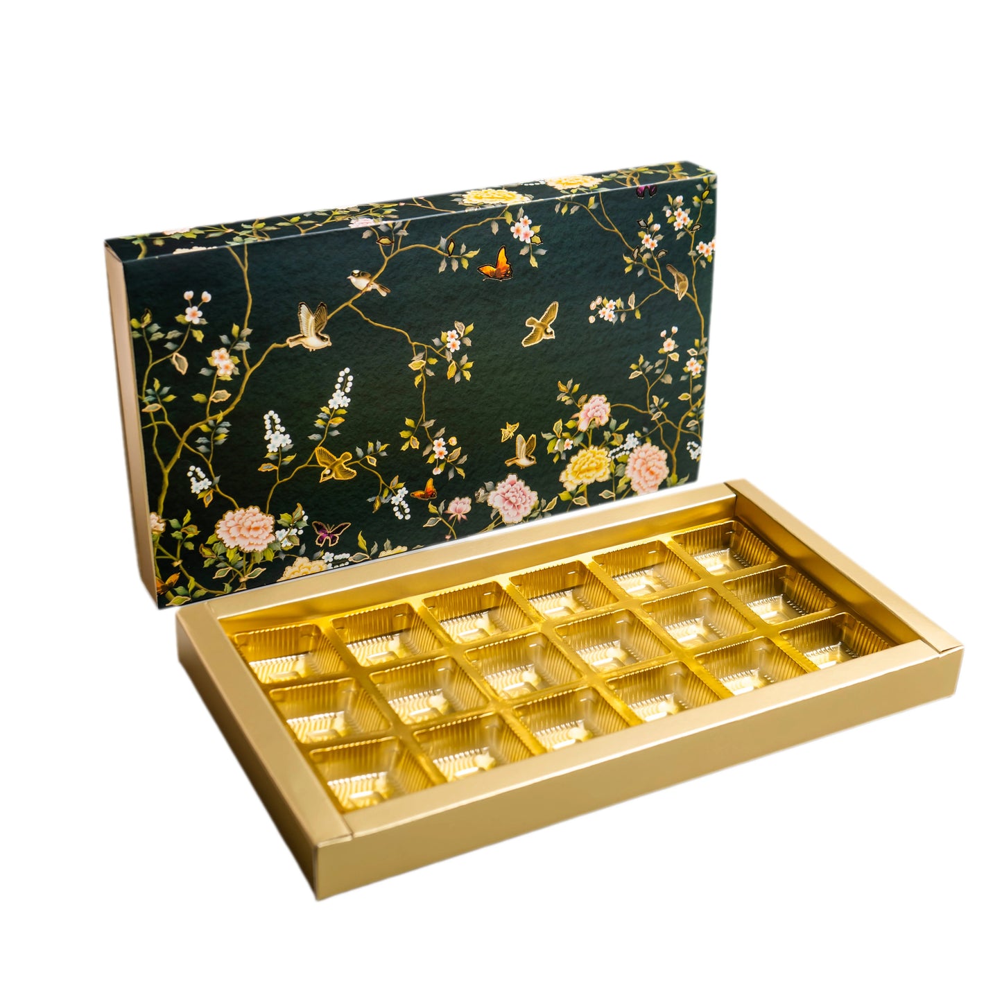 Luxury Festive Chocolate Gift Box β 18 Cavity | Green Elegant Floral Design