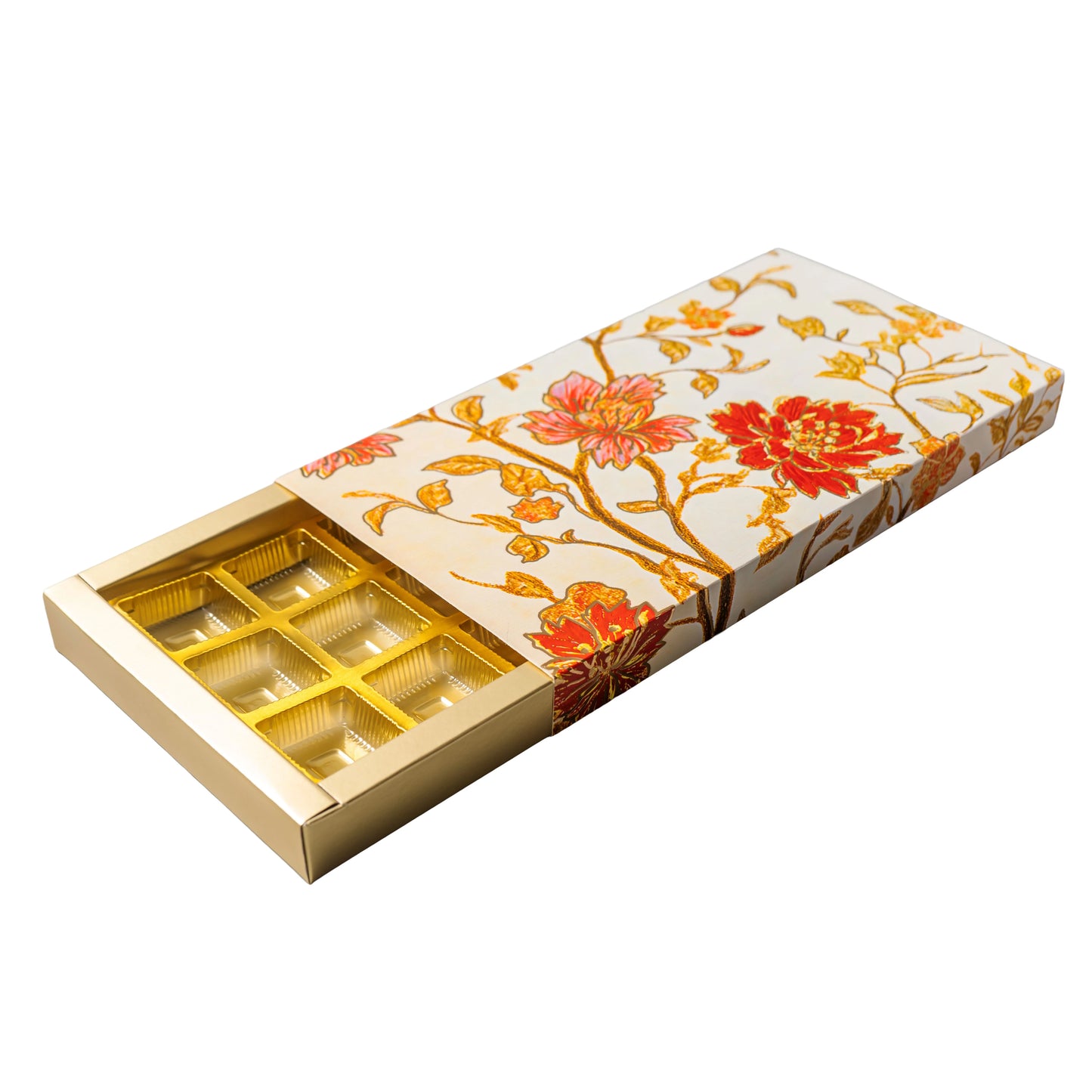 Luxury Festive Chocolate Gift Box β 18 Cavity | White Elegant Floral Design