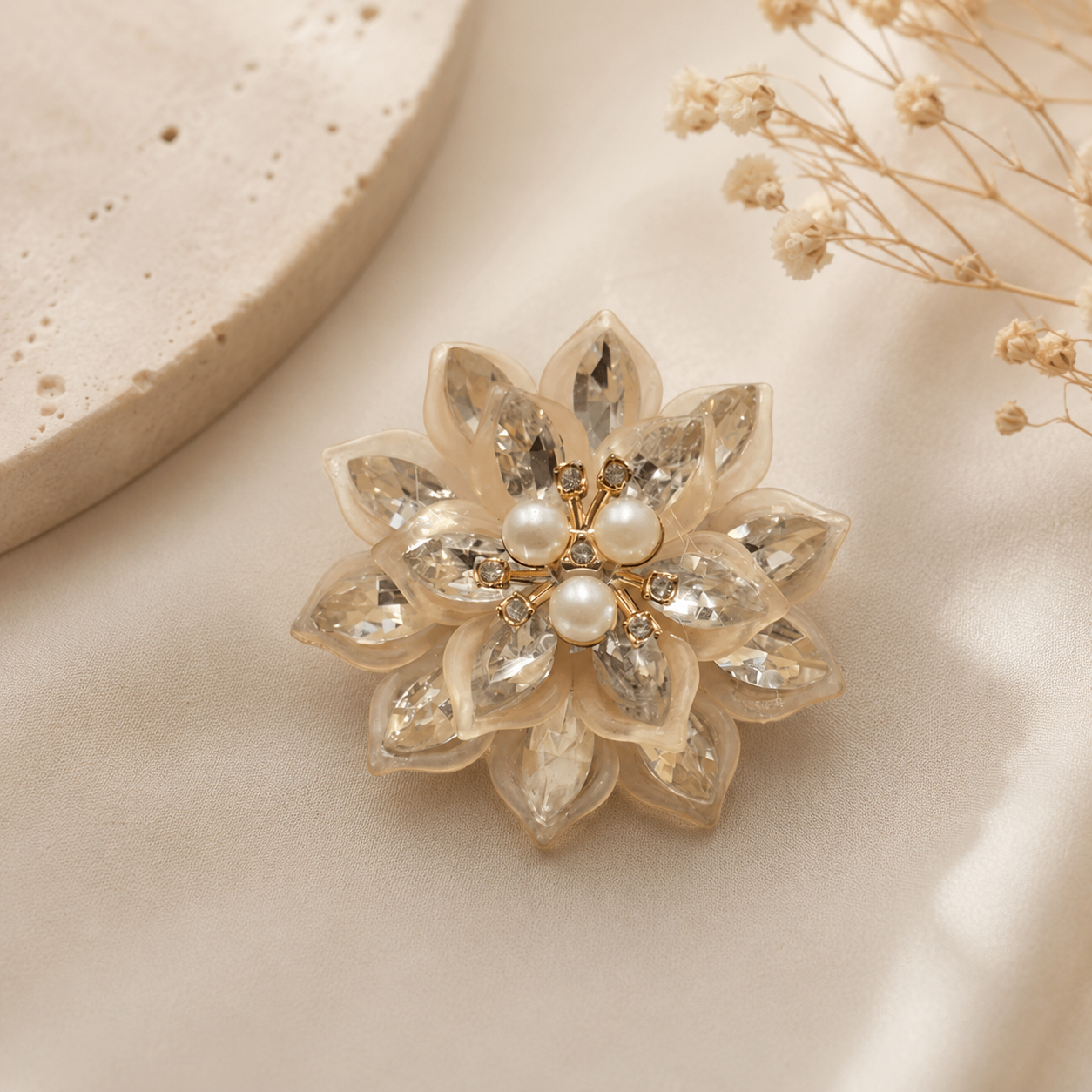 Luxury Crystal Flower Corsage Brooch | Pearl & Crystal Bouquet and Hamper Decoration