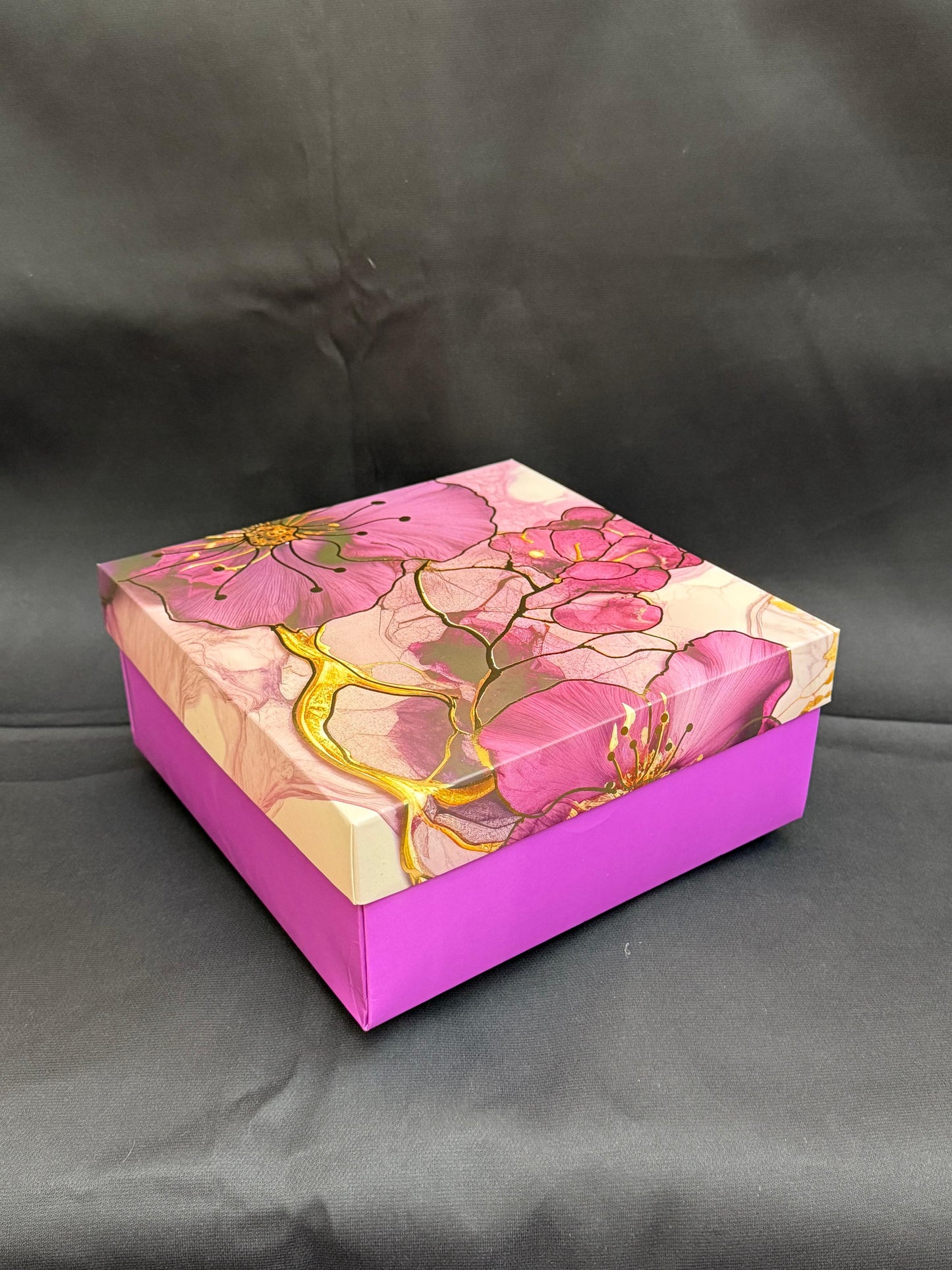 PURPLE FOIL PRINTED HAMPER BOX 10 INCHES