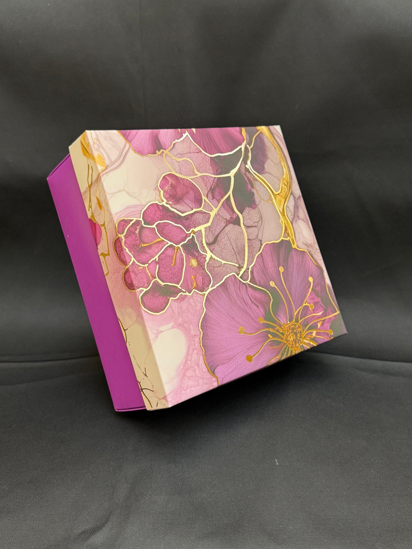 PURPLE FOIL PRINTED HAMPER BOX 10 INCHES