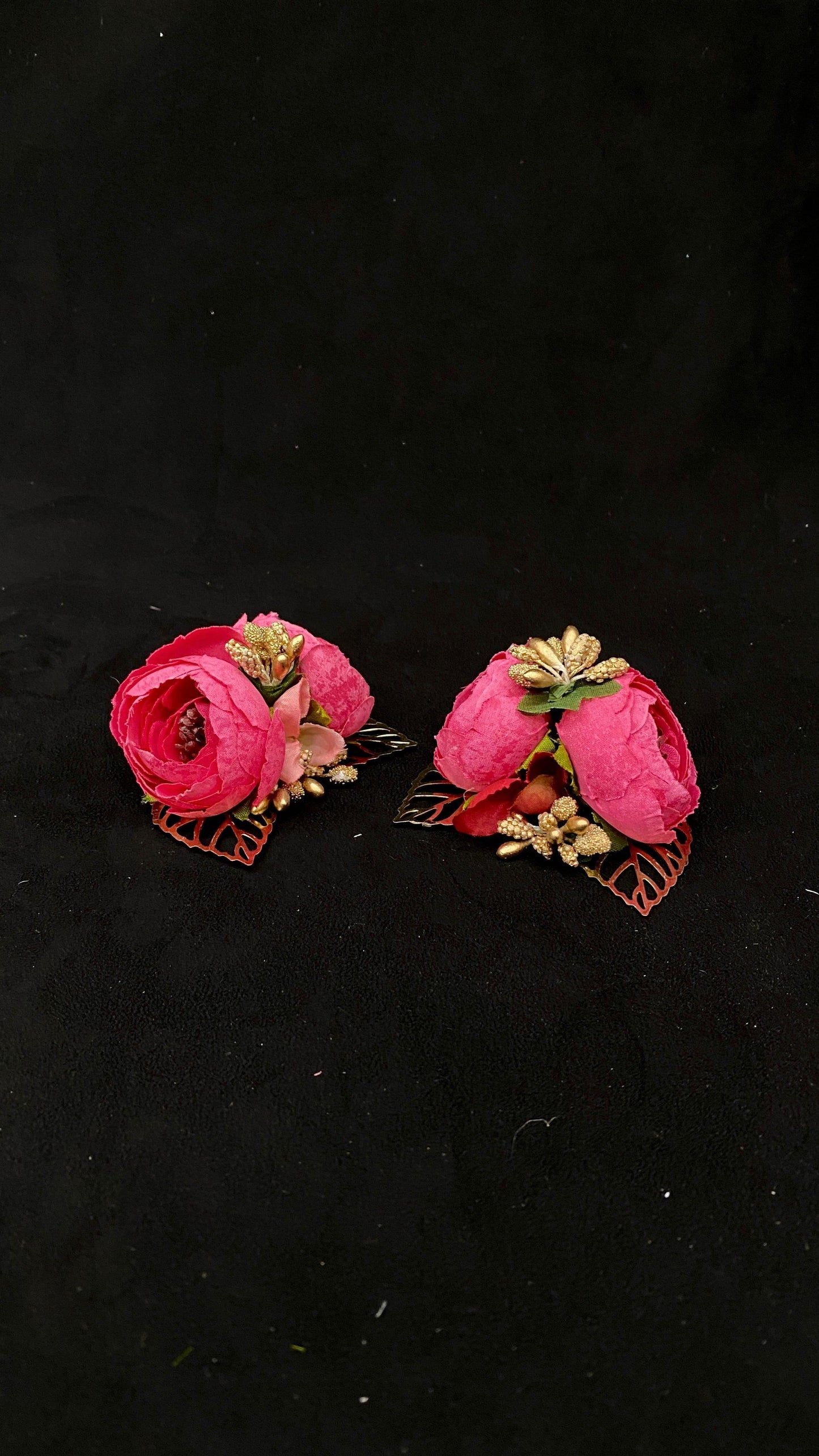 DARK PINK PEONY FLOWER BROOCH