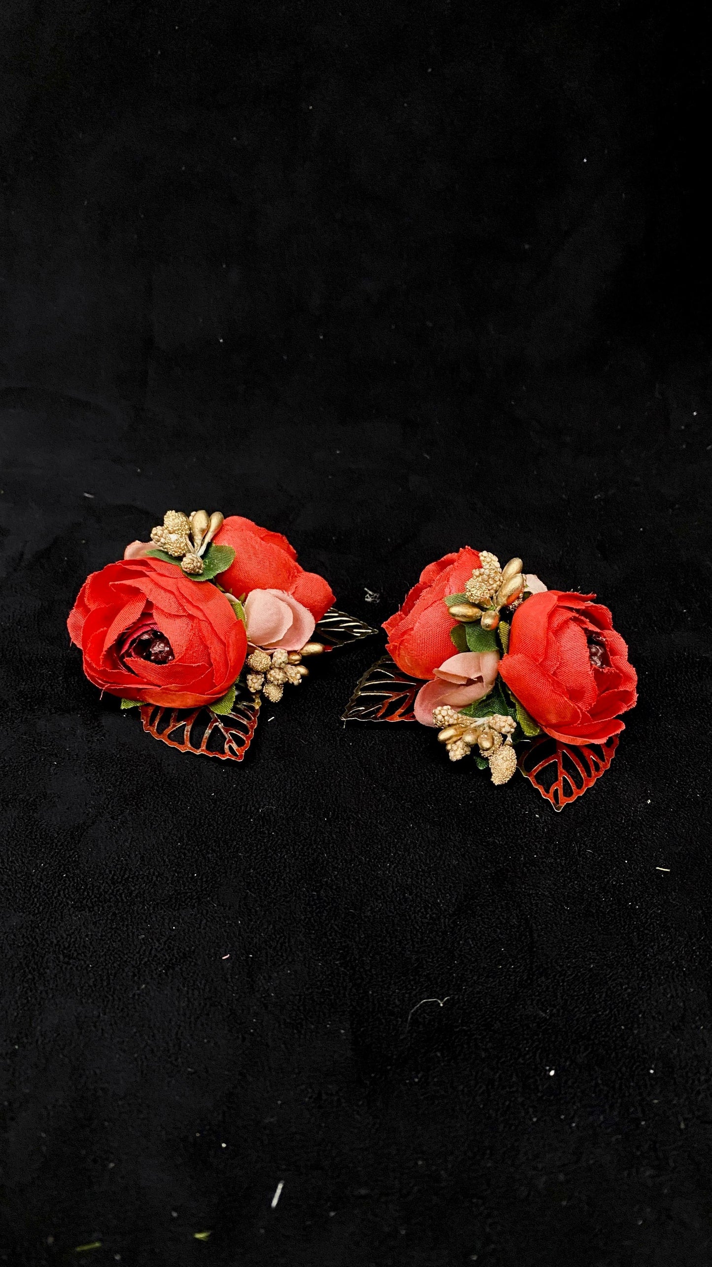 RED PEONY FLOWER BROOCH