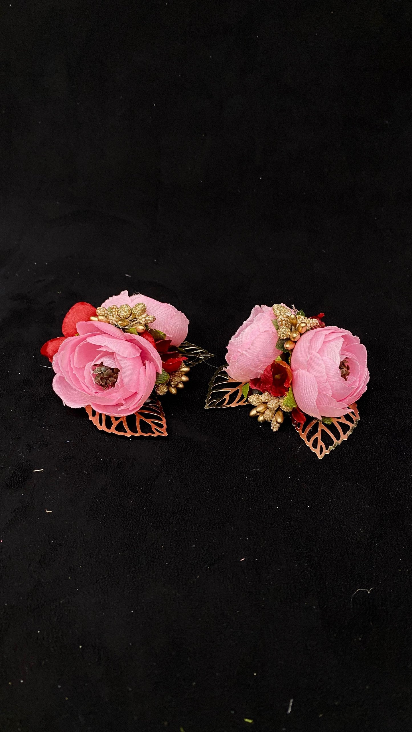 LIGHT PINK DUAL COLOUR PEONY FLOWER BROOCH