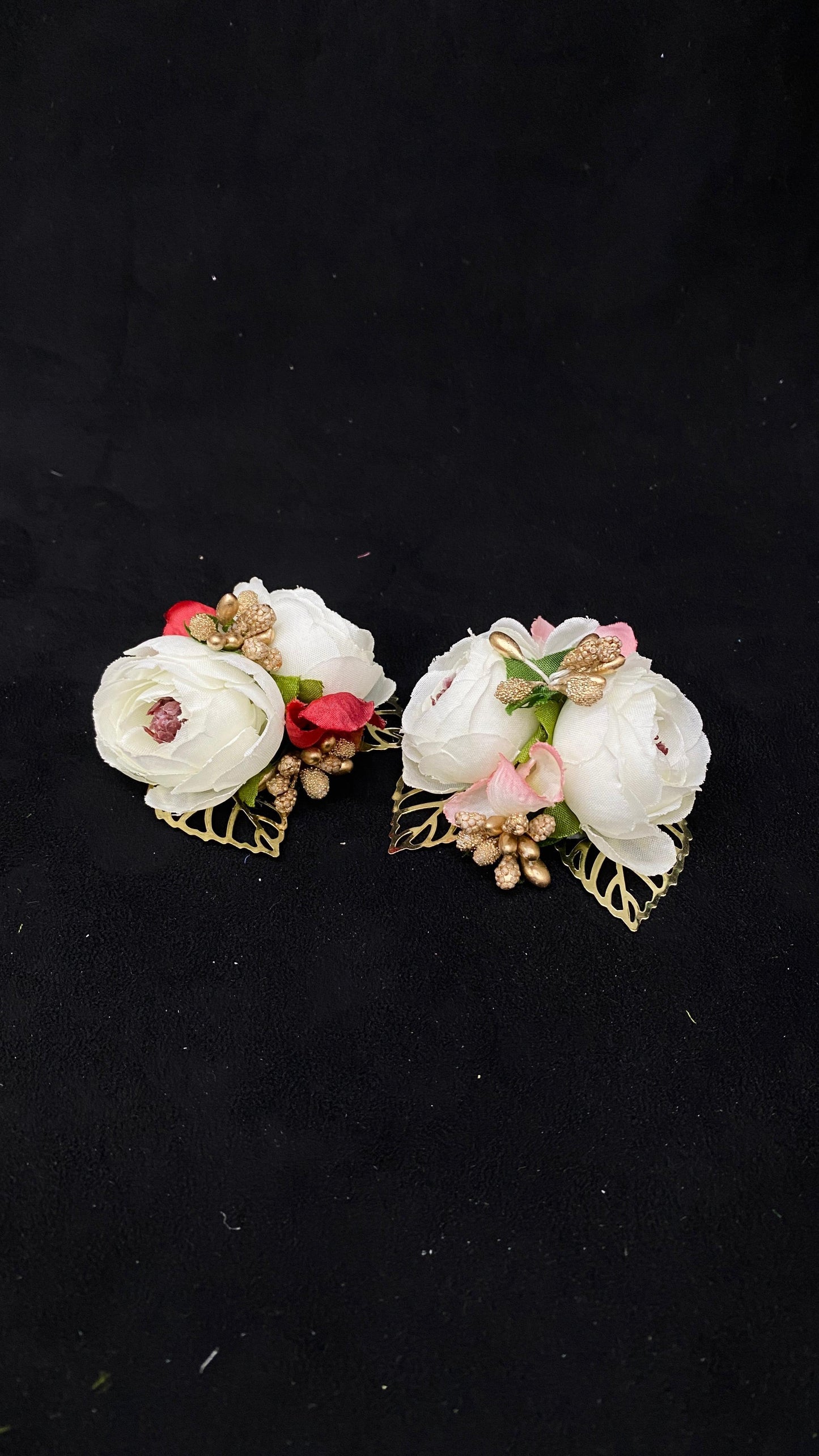 WHITE PEONY FLOWER BROOCH