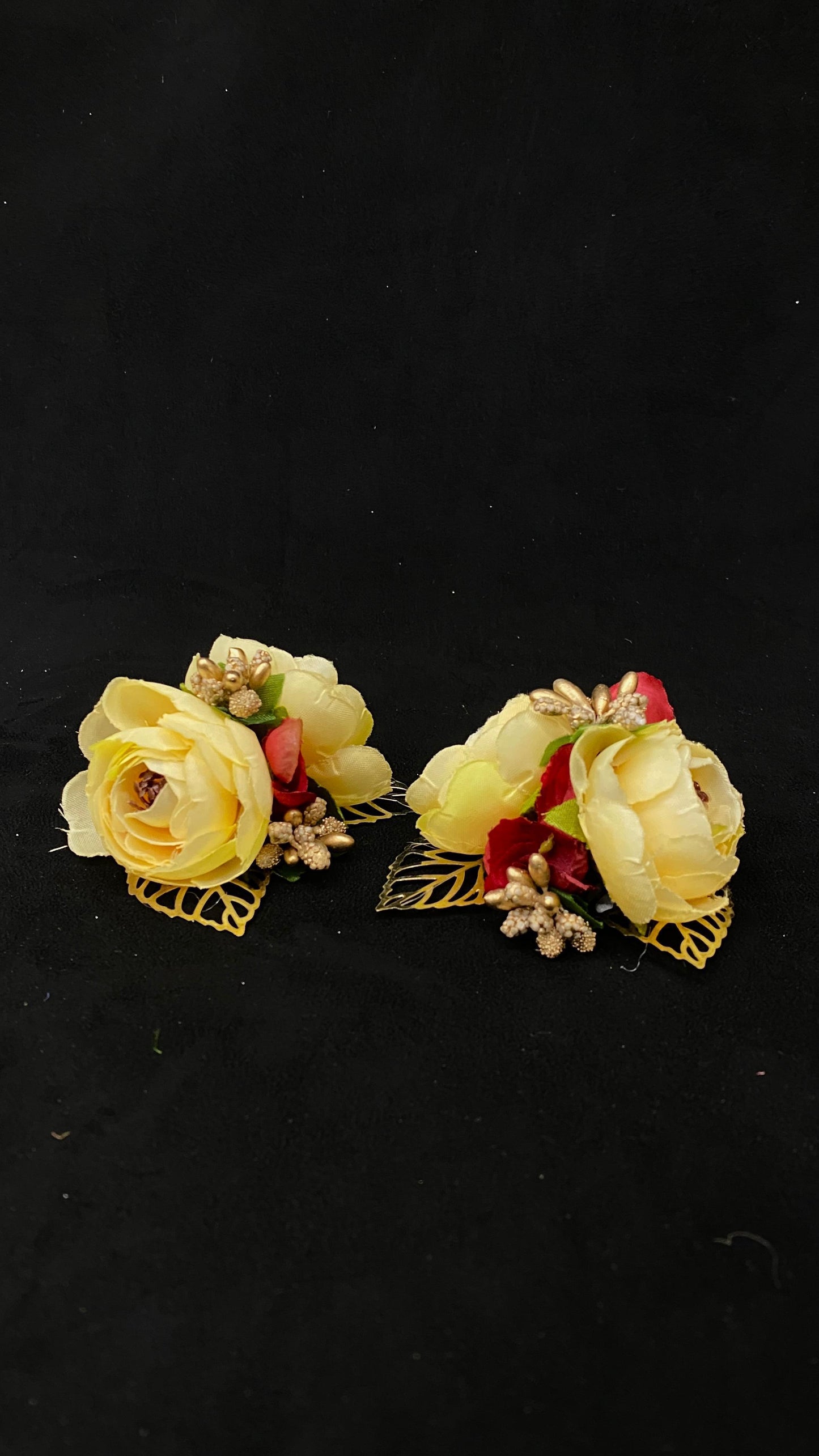 YELLOW PEONY FLOWER BROOCH