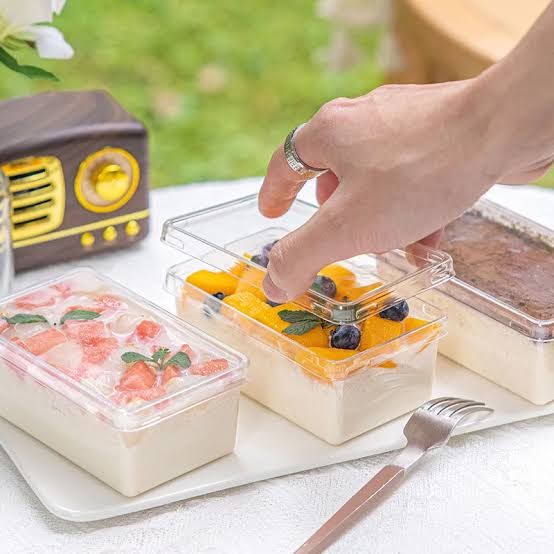 RECTANGLE PLASTIC DESSERT CONTAINER / TIRAMISU BOX