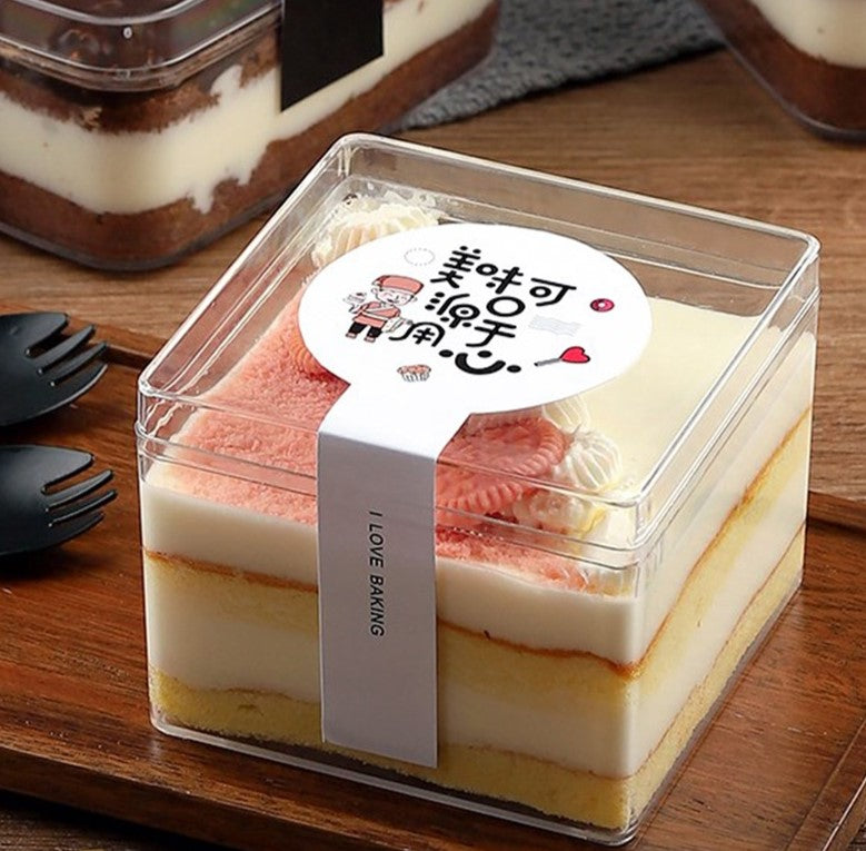 ACRYLIC SQUARE DESSERT TUB 375ml