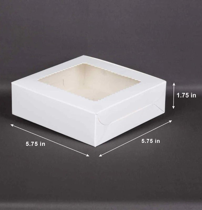 White 4 Brownie Box with Window – Premium Dessert Packaging