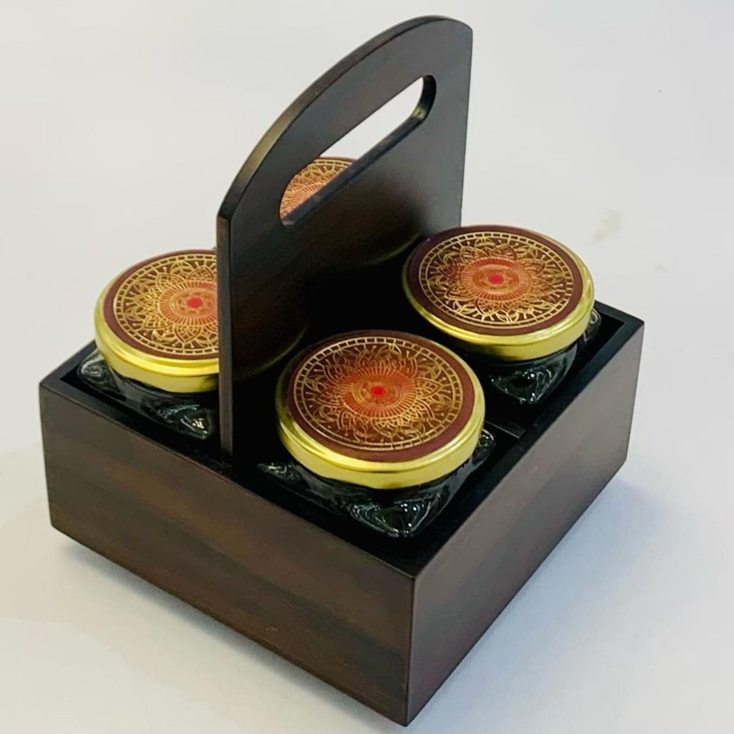 Luxury Revolving Tray with 4 Small Premium Jars – Gifting & Dessert Packaging