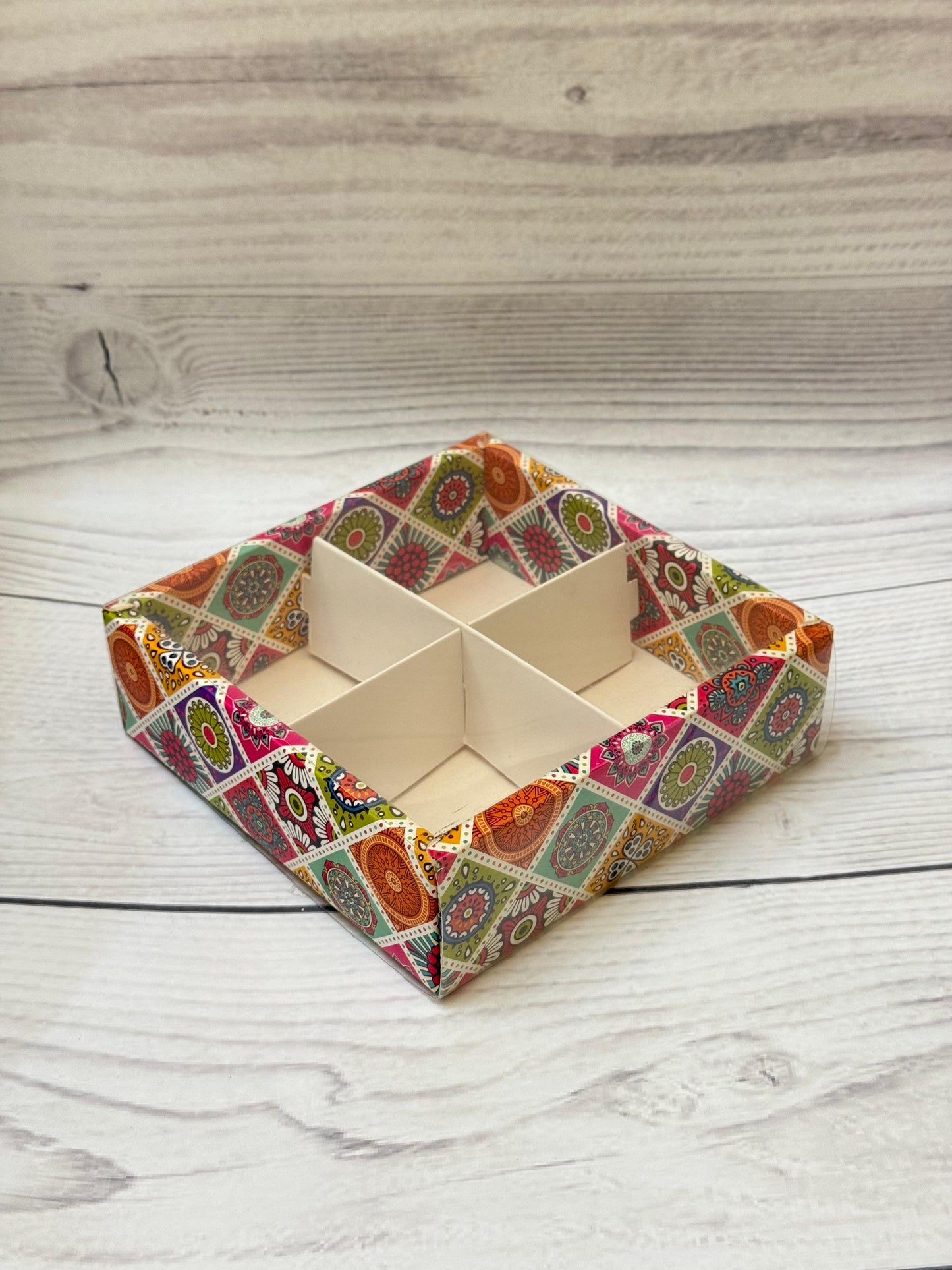 Mandala Festive Print 4 Partition Dry Fruit & Sweet Box – Premium Gifting Packaging