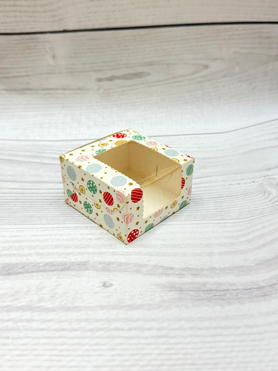 Polka Christmas Print 1 Brownie Box – Festive Packaging with Window