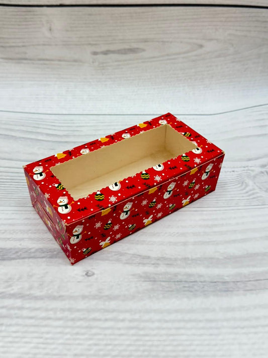 Red Christmas Print 2 Brownie Box β Festive Packaging with Window