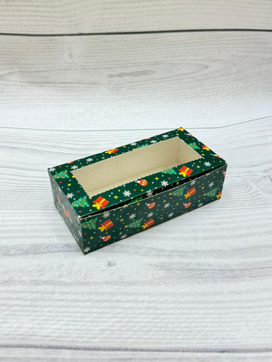 Green Christmas Print 2 Brownie Box β Festive Packaging with Window