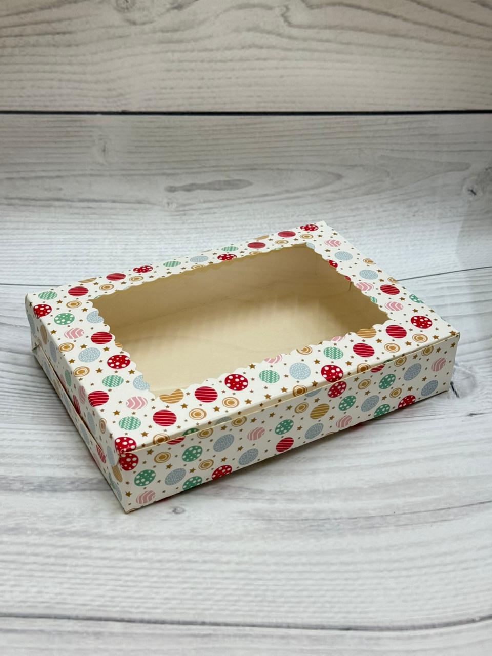 Polka Christmas Print 6 Brownie Box – Festive Packaging with Window