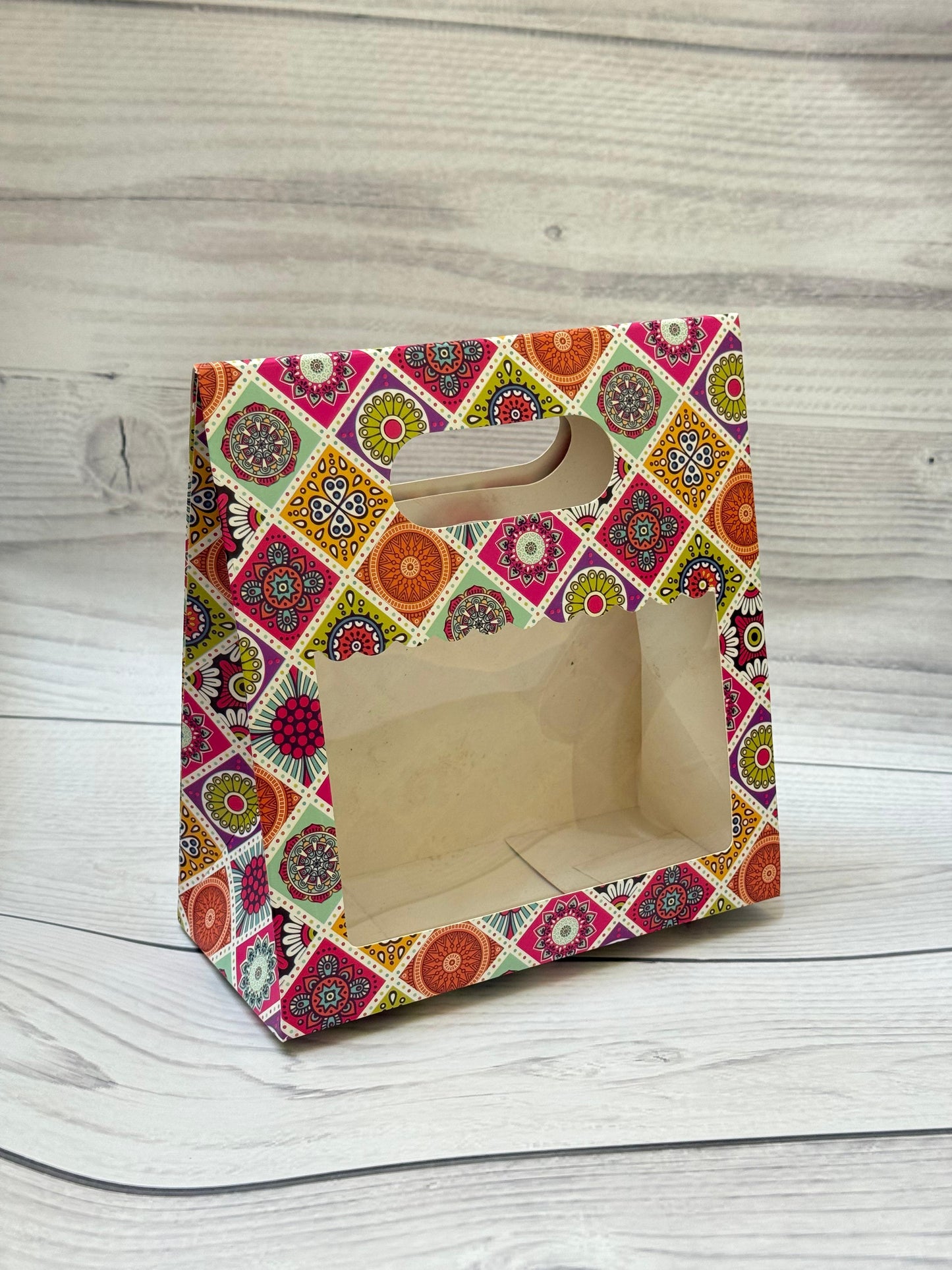 Mandala Festive Print 2 Jar Window Carry Bag with Handle – Premium Gifting Packaging