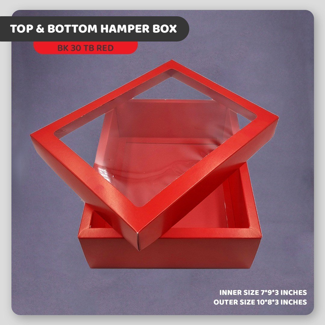 RED HAMPER BOX WITH TOP WINDOW LID