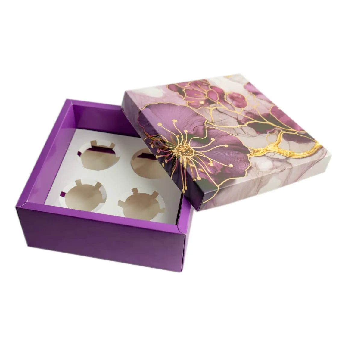 PURPLE FOIL PRINTED HAMPER BOX 8INCHES