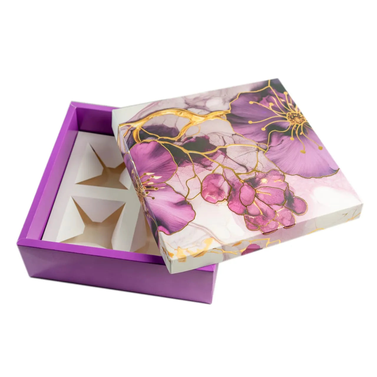 PURPLE FOIL PRINTED HAMPER BOX 10 INCHES