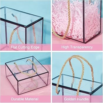 Big Black Border Transparent Gift Bag with Rope Handle – 25x25x10 cms