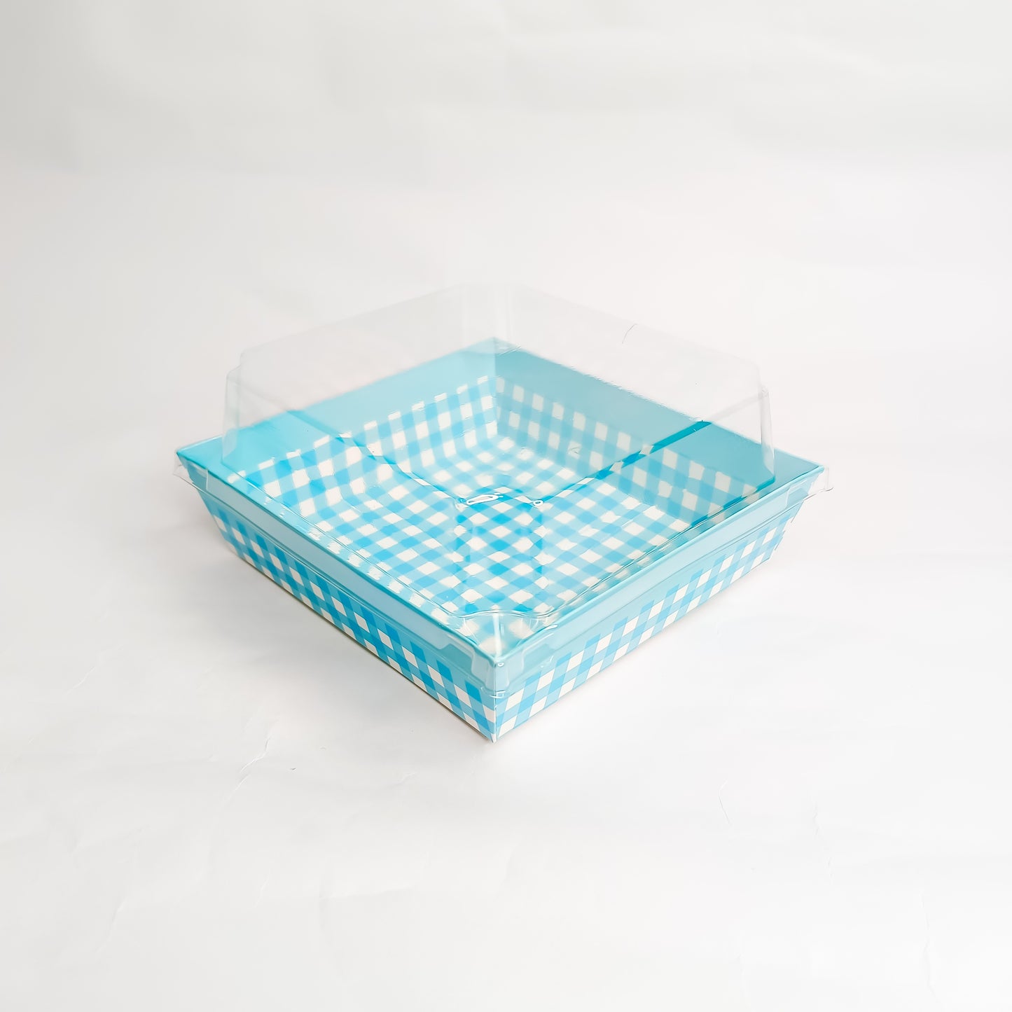 SQUARE BAKE AND SERVE WITH LID BLUE | Printed Direct Bakeable Mould With Lid