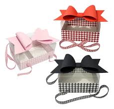 Luxury White & Pink Checks Hamper Gift Box with Bow & Ribbon Handle | Rectangular White & Pink Checks Hamper Box with Bow