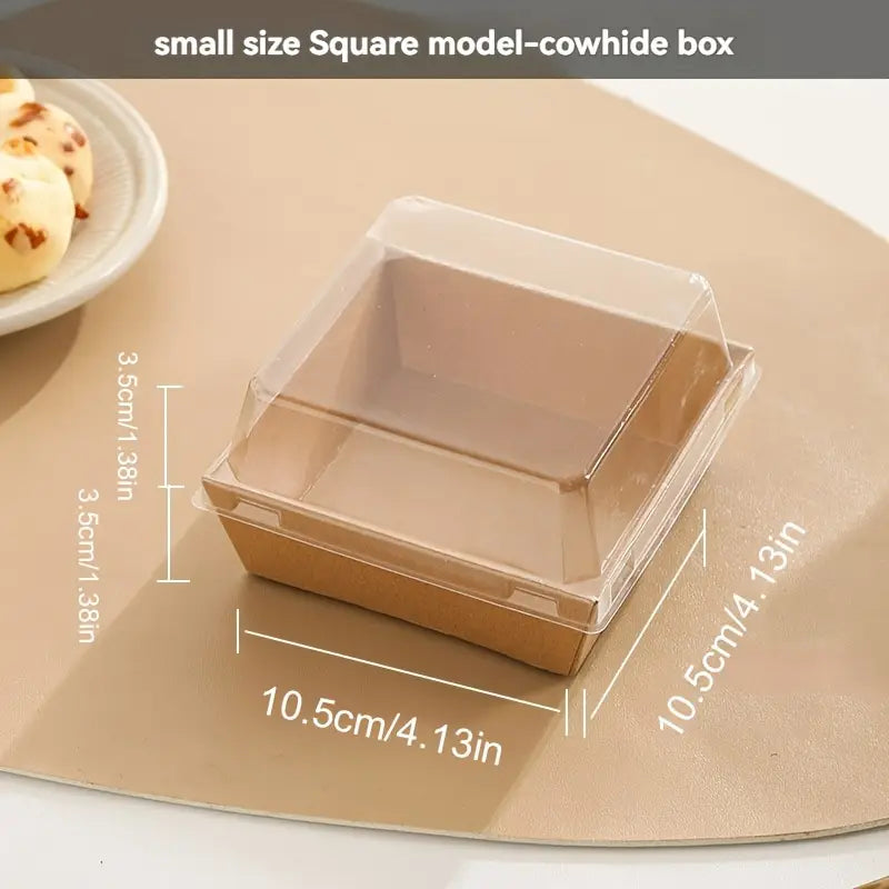 MEDIUM SQUARE BAKE AND SERVE WITH LID | Square Disposable Paper Dessert Boxes with Clear Lids – Eco-Friendly Packaging
