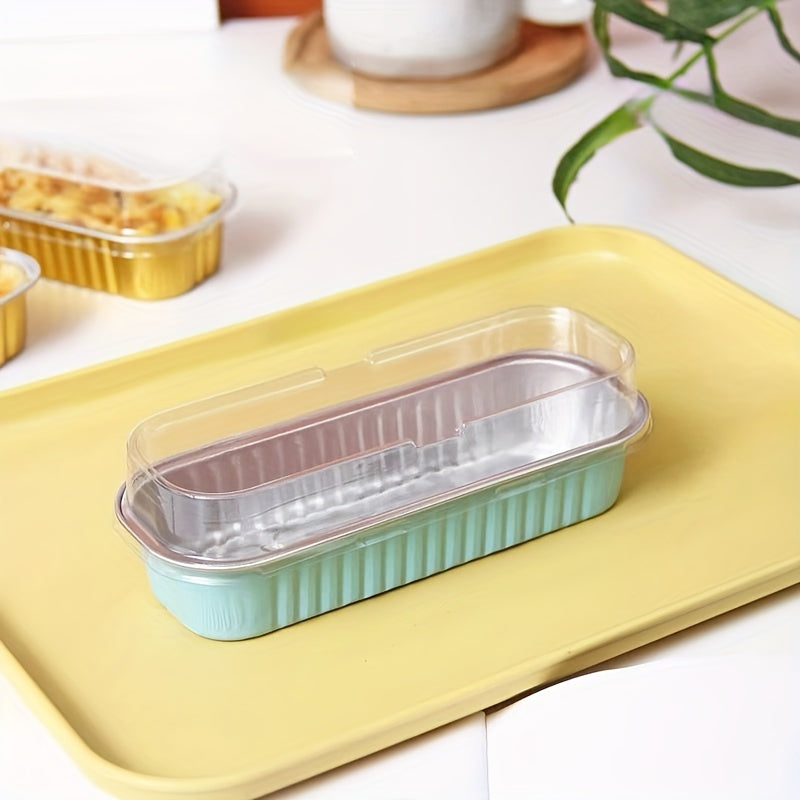 PINK RECTANGLE FOIL BAKE&SERVE WITH LID | Long Cake Slice Containers with Clear Lids | Colorful Disposable Dessert Boxes for Pastries, Cakes, Treats