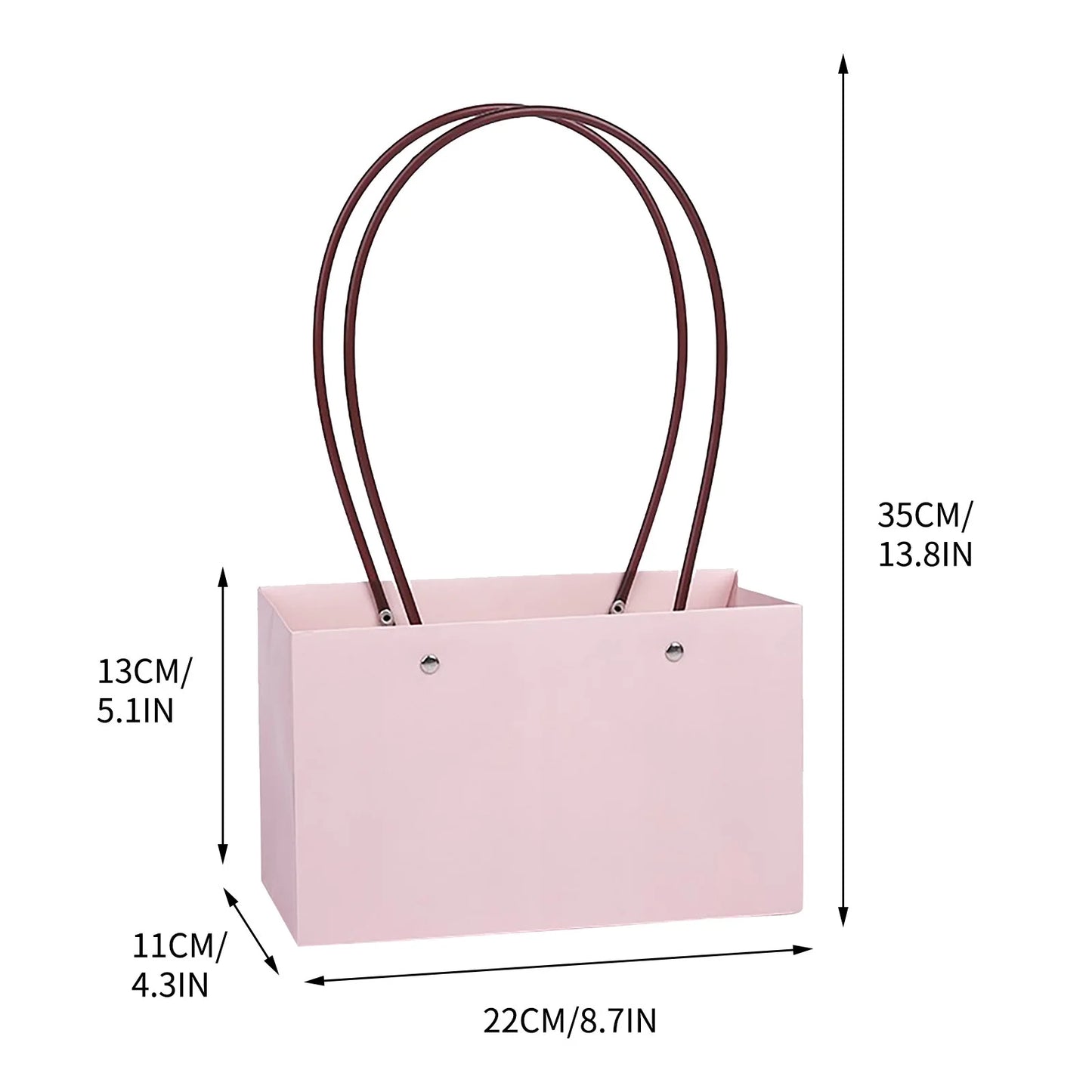 Pink Aesthetic Waterproof Flower Gift Bags | Premium Rectangular Gift Bag with Handle