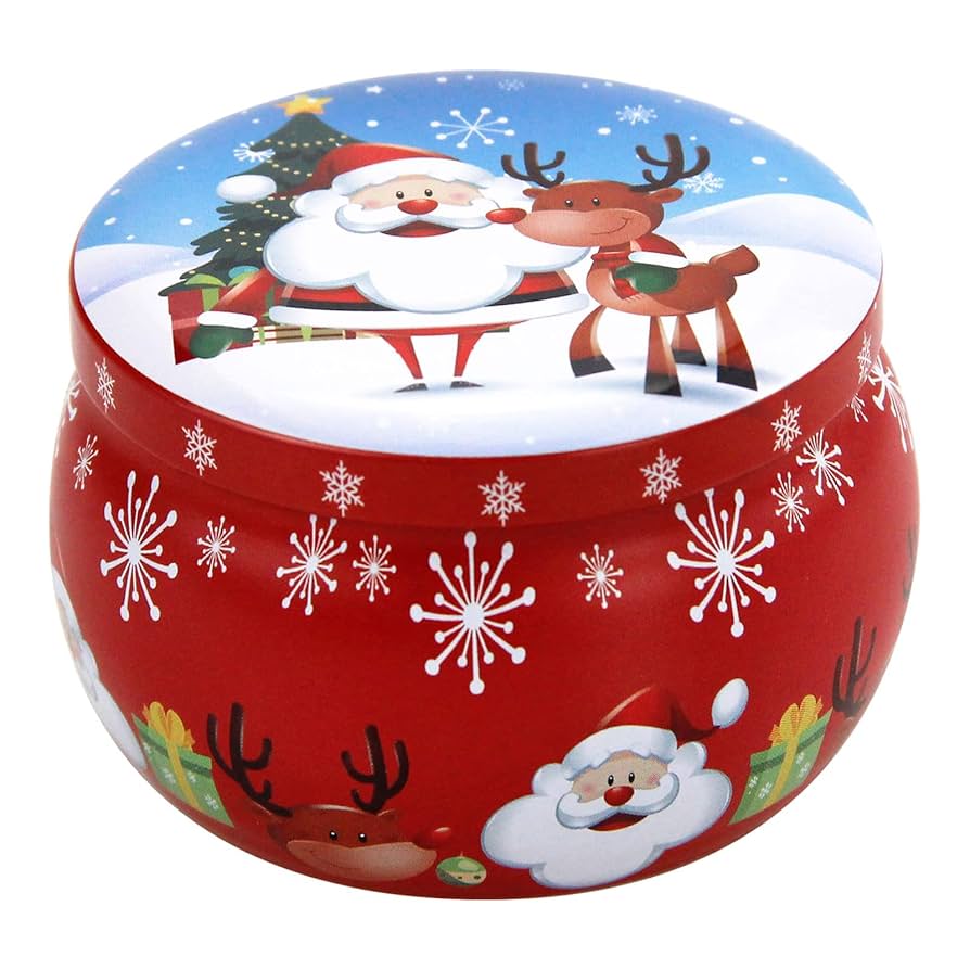 Big Red Festive Christmas Candle Tin – Limited Edition |Festive Treats Tin – Premium Reusable Jar for Goodies & Hampers.