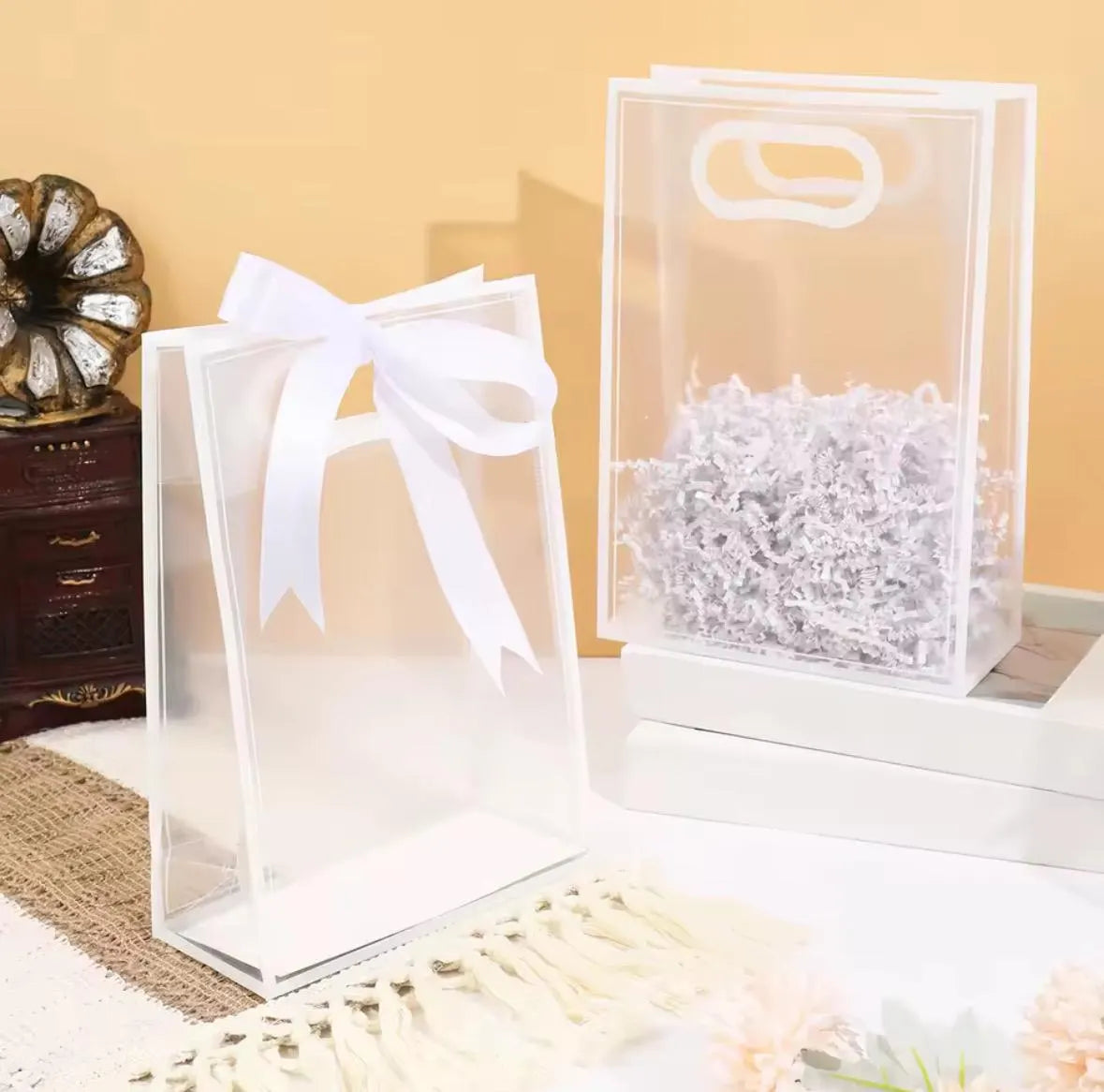 Premium Small Opaque PVC Hamper Gift Bag β Luxury Matte Finish Gifting Bag - 10x7x3 Inches