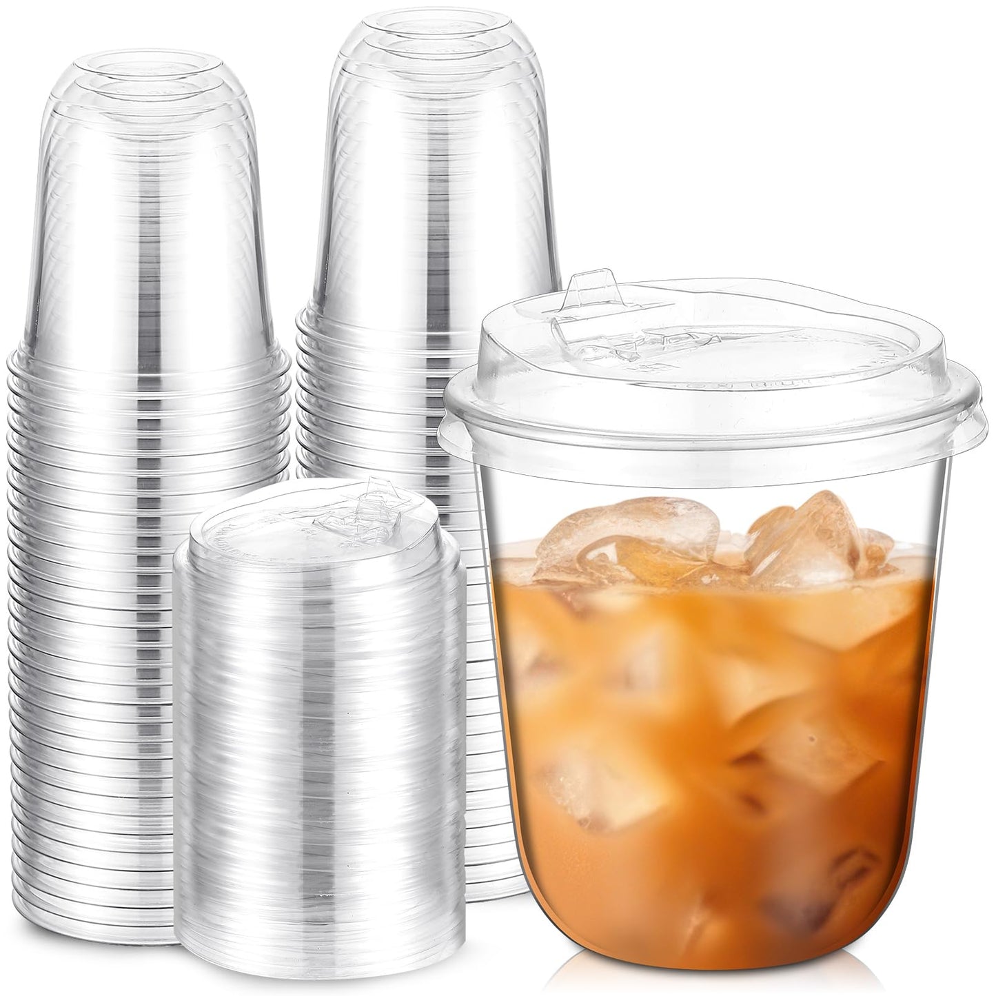 350ml Imported Crystal Clear U-Shape PET Cup with Sip Lid | Premium Bubble Tea, Matcha & Cold Beverage Cup