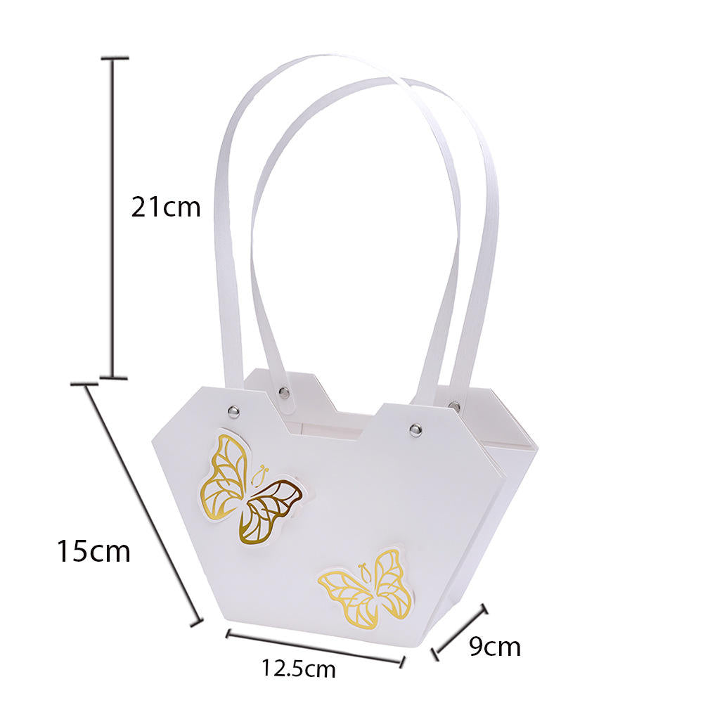 White Butterfly Hamper Gift Bag with Handles – Premium Paper Flower Gift Basket