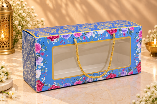 Festive Print 3 Jar Gift Box with Window & Handle