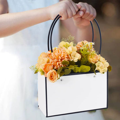 White Waterproof Flower Gift Bags | Premium Rectangular Gift Bag with Handle for Gifting & Events