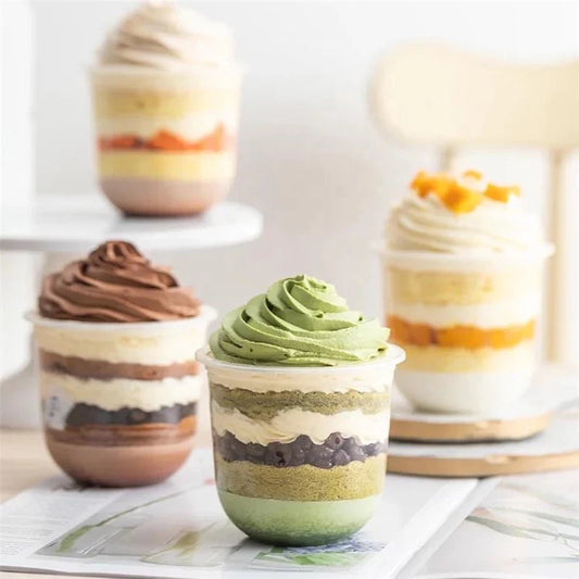 Clear Plastic Dessert Cups | Mousse Glass | Parfait & Pudding Containers with Lids