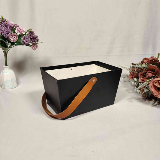 FAUX LEATHER HAMPER BASKET