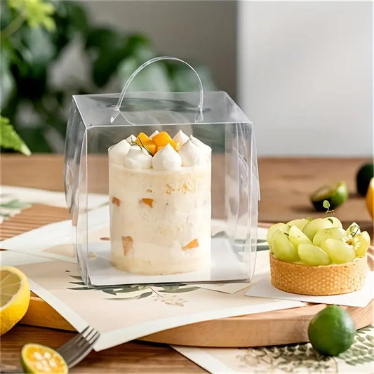 Transparent Mini Cake Box with Handle – 13 x 13 x 13 cm